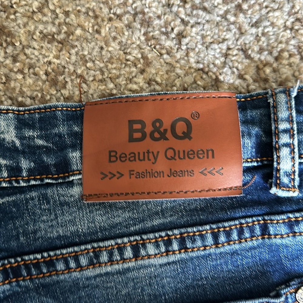 Blue Skinny Jeans with Flag Patch Knee Detail - Picture 7 of 8